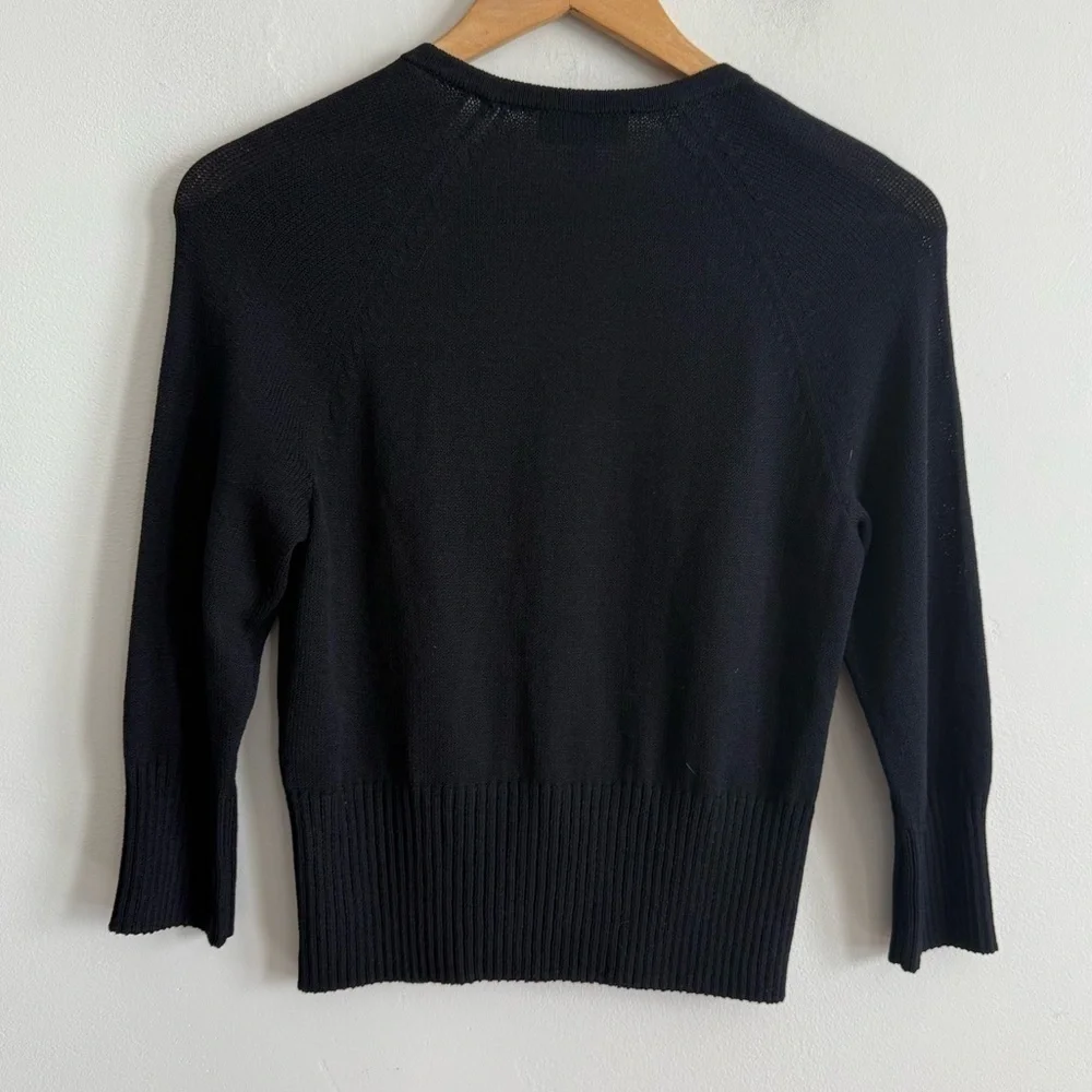 ST. JOHN SPORT SANTANA KNIT WOOL BUTTON DOWN NAVY BLUE CARDIGAN SWEATER SIZE XS